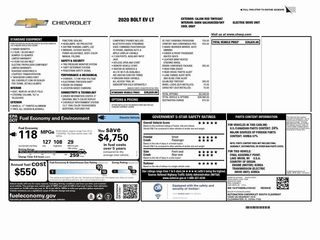 Used 2020 Chevrolet Bolt LT image 2