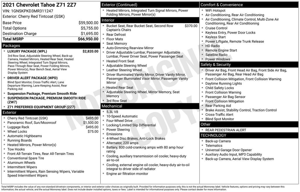 Used 2021 Chevrolet Tahoe Z71 w/ Luxury Package image 39