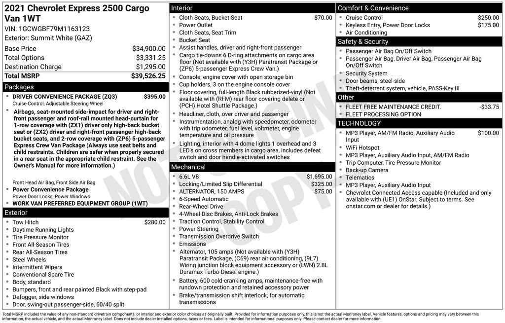 Used 2021 Chevrolet Express 2500 Extended w/ Driver Convenience Package RWD image 7