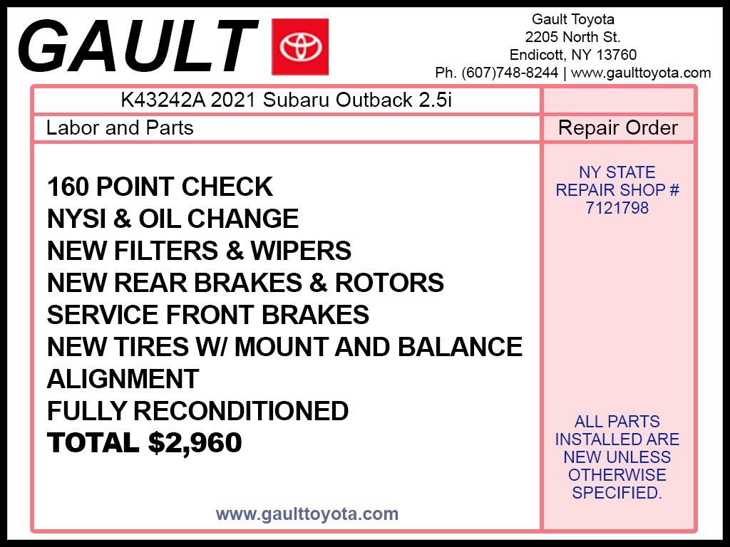 Used 2021 Subaru Outback 2.5i image 2