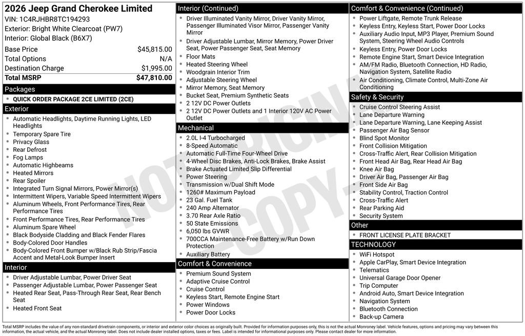 New 2026 Jeep Grand Cherokee Limited AWD/4WD image 4