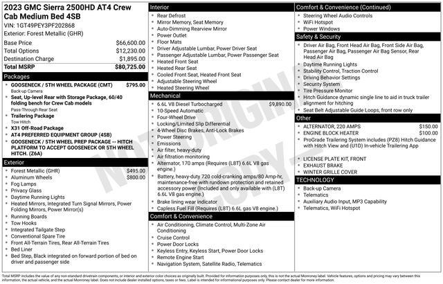 Used 2023 GMC Sierra 2500 AT4 w/ Gooseneck/5TH Wheel Package image 1