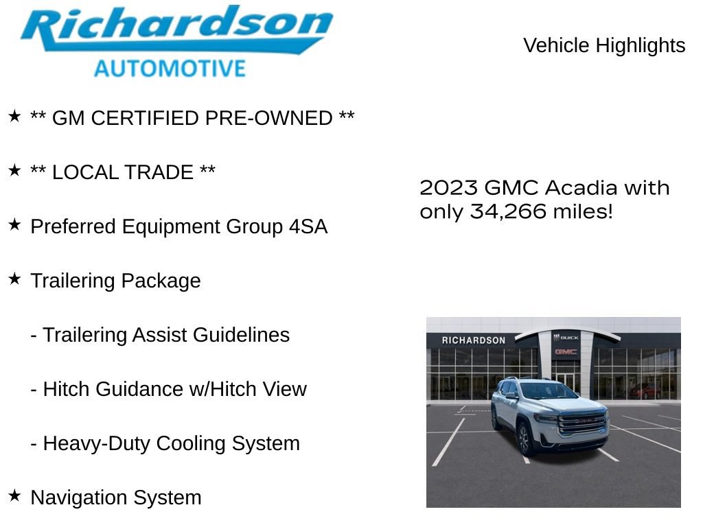 Used 2023 GMC Acadia SLT w/ Trailering Package AWD/4WD image 10