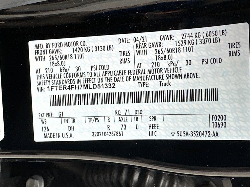 Used 2021 Ford Ranger Lariat w/ Equipment Group 501A High image 33