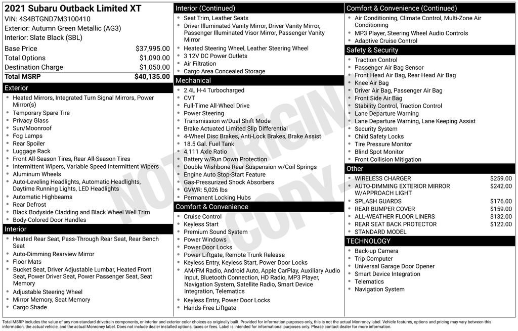Used 2021 Subaru Outback Limited XT image 25