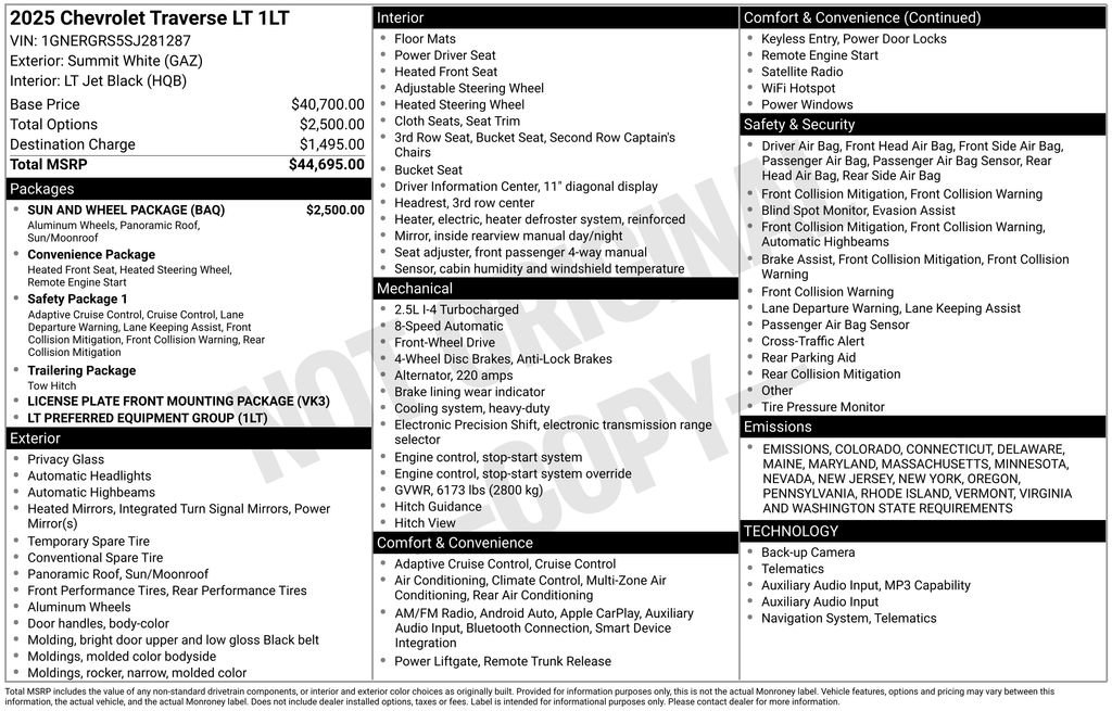 New 2025 Chevrolet Traverse LT w/ Sun and Wheel Package image 28