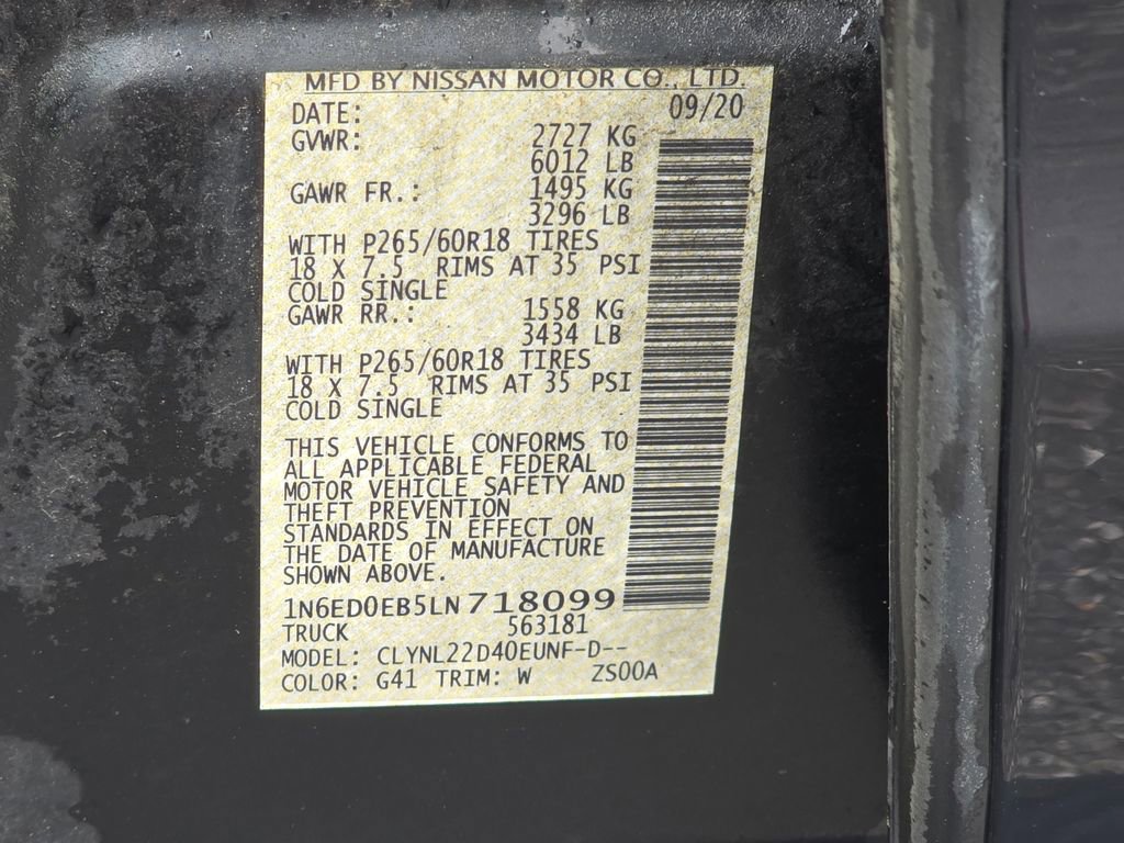 Used 2020 Nissan Frontier SV w/ Midnight Edition Floor Mats AWD/4WD image 23