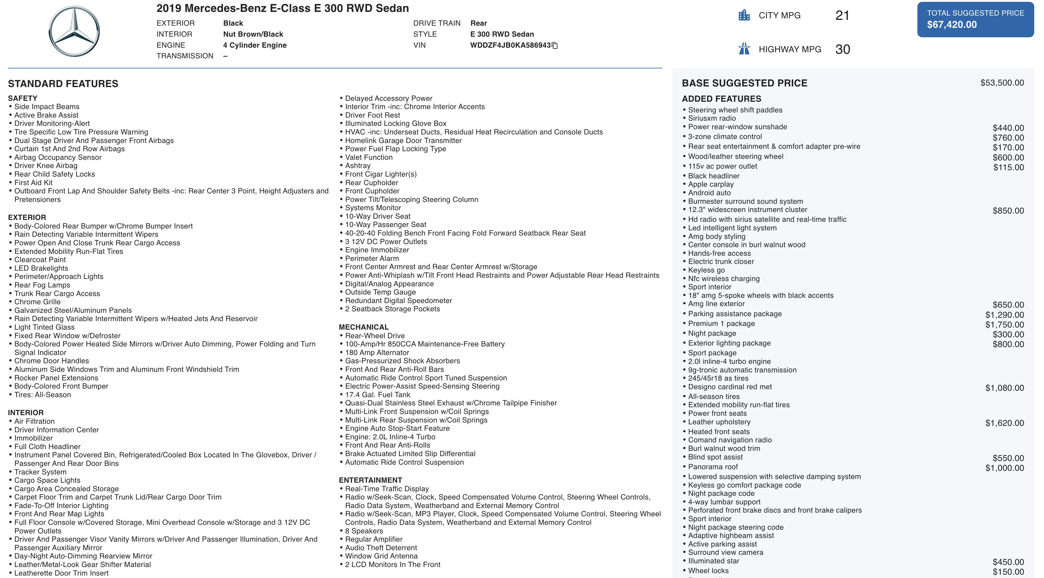 Used 2019 Mercedes-Benz E 300 w/ Premium 1 Package image 4