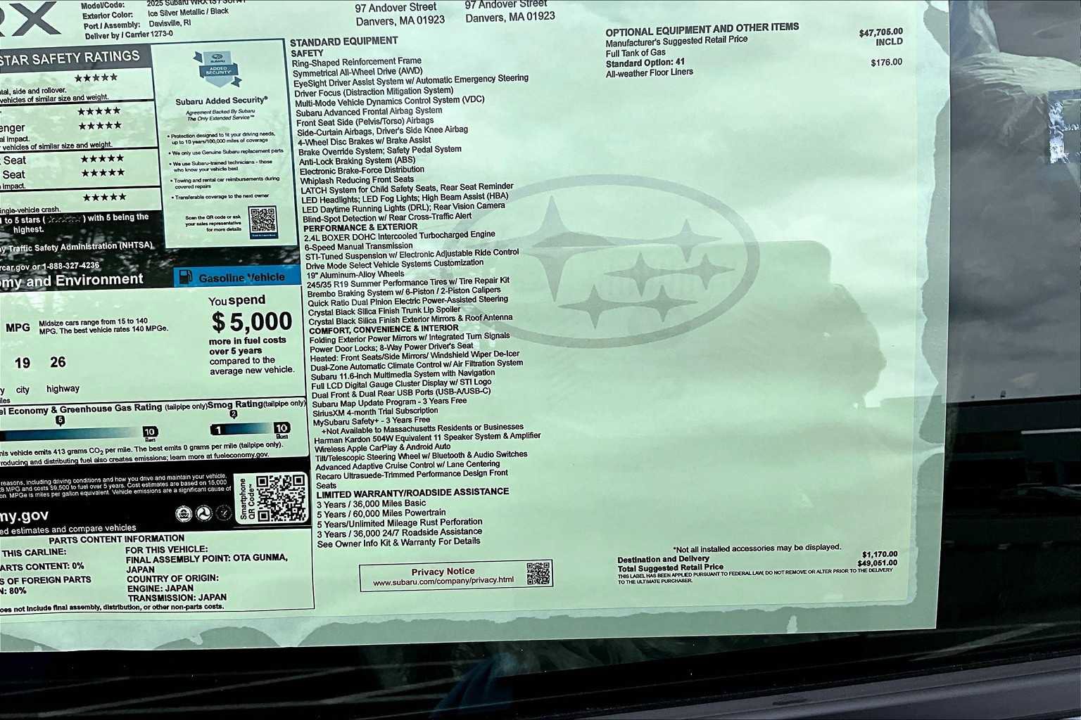 New 2025 Subaru WRX tS image 18