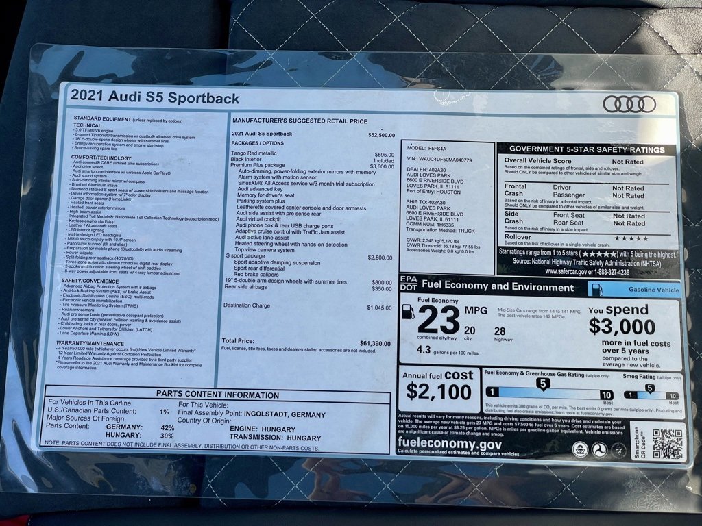 Used 2021 Audi S5 Premium Plus image 40