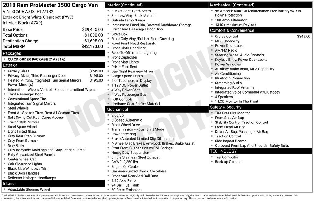 Used 2018 RAM ProMaster 3500 image 4