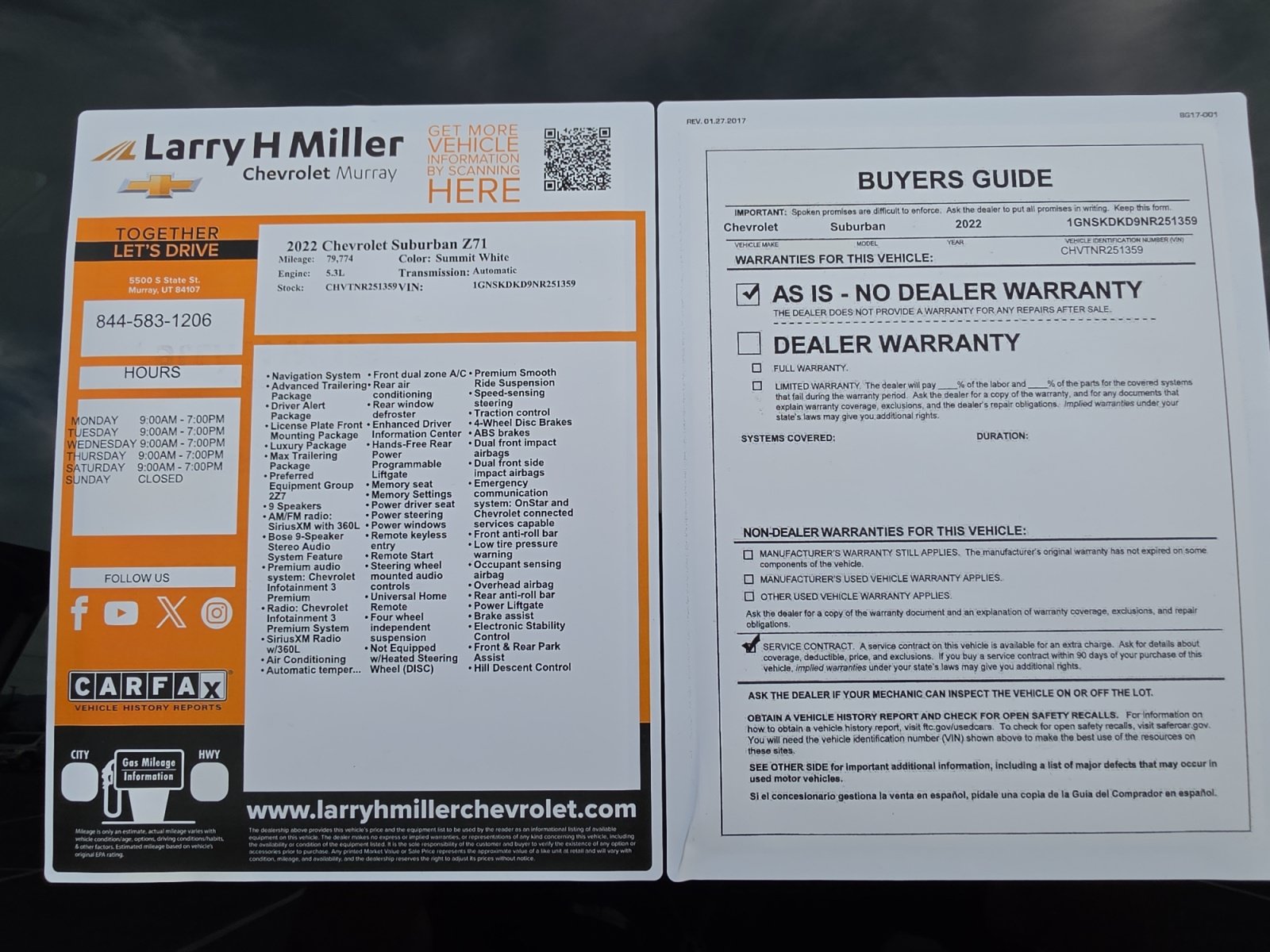 Certified 2022 Chevrolet Suburban Z71 w/ Luxury Package AWD/4WD image 34