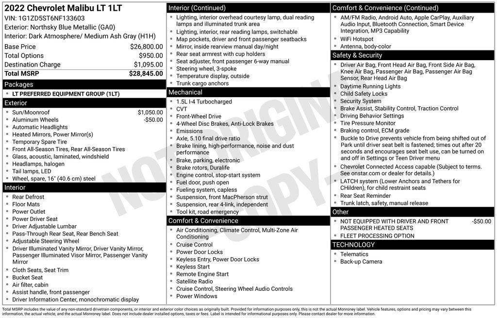 Used 2022 Chevrolet Malibu LT FWD image 32