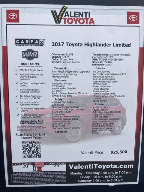 Used 2017 Toyota Highlander Limited AWD/4WD image 51