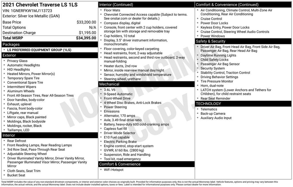 Used 2021 Chevrolet Traverse LS image 6