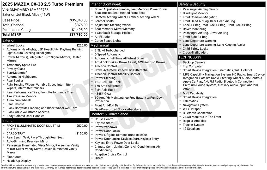 Certified 2025 MAZDA CX-30 2.5 Turbo w/ Premium Package AWD/4WD image 6