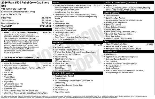 New 2026 RAM 1500 Rebel w/ Rebel Level 2 Equipment Group AWD/4WD image 34