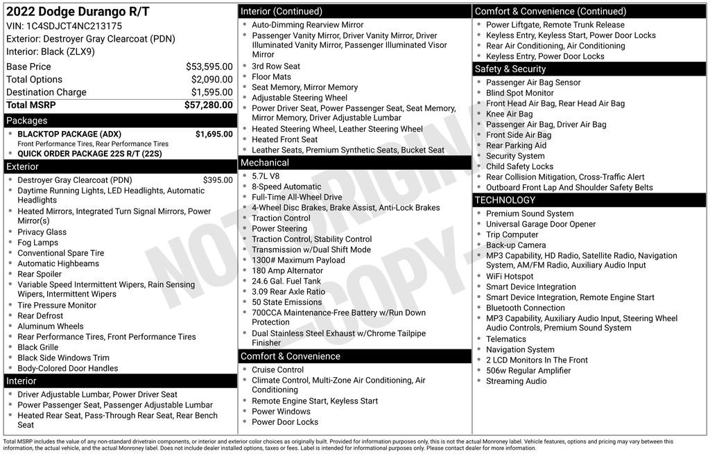 Used 2022 Dodge Durango R/T w/ Blacktop Package AWD/4WD image 2