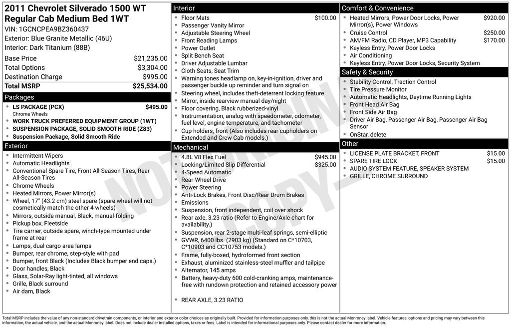 Used 2011 Chevrolet Silverado 1500 W/T w/ LS Package image 13