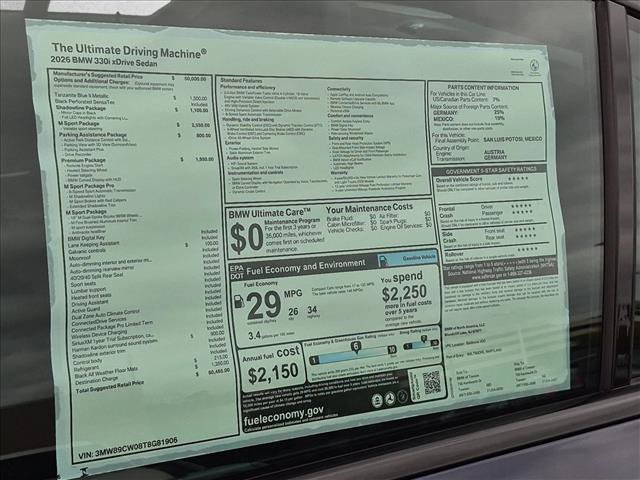 New 2026 BMW 330i xDrive Sedan w/ M Sport Package AWD/4WD image 18
