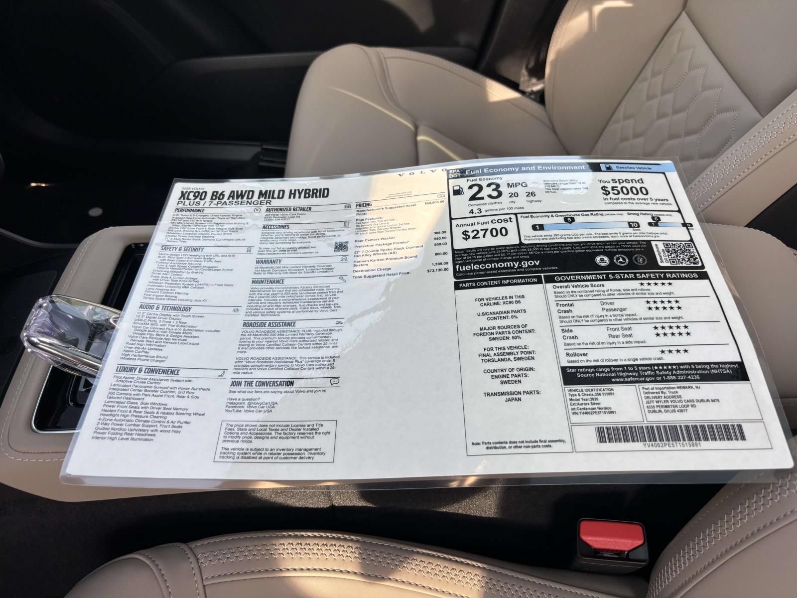 New 2026 Volvo XC90 B6 Plus w/ Protection Package Premier AWD/4WD image 34