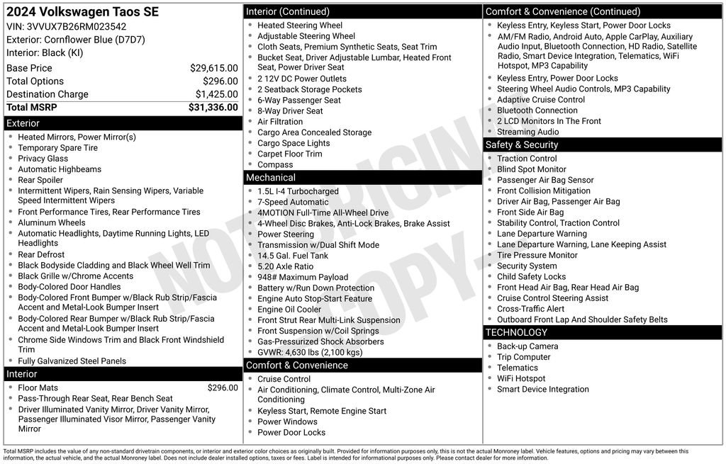 Used 2024 Volkswagen Taos SE image 3