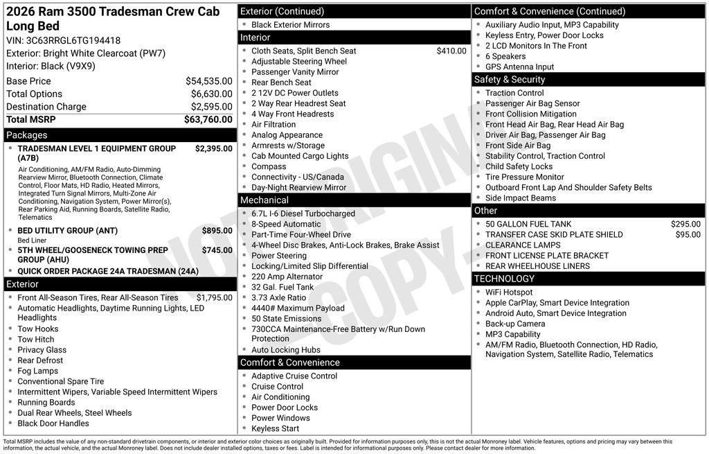 New 2026 RAM 3500 Tradesman image 3