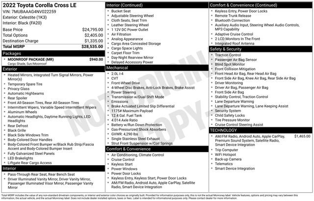 Used 2022 Toyota Corolla Cross LE w/ Moonroof Package image 38