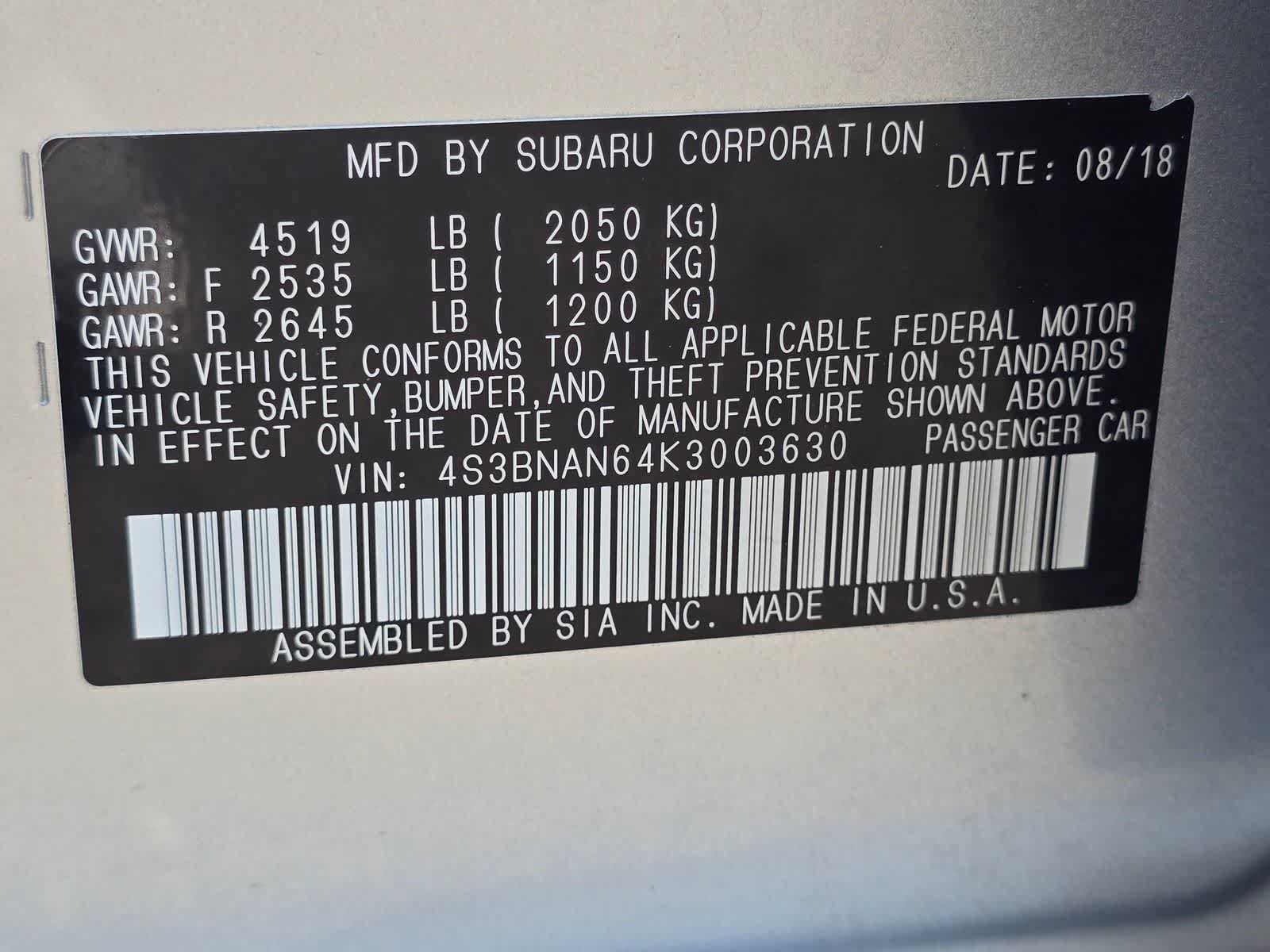 Used 2019 Subaru Legacy 2.5i Limited w/ Popular Package #2A AWD/4WD image 31