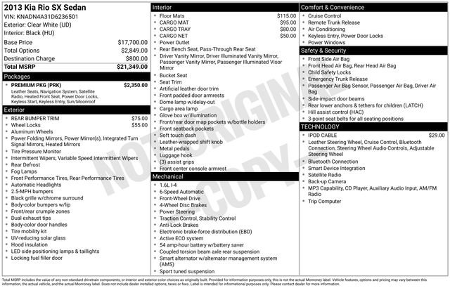 Used 2013 Kia Rio SX w/ Premium Pkg FWD image 2