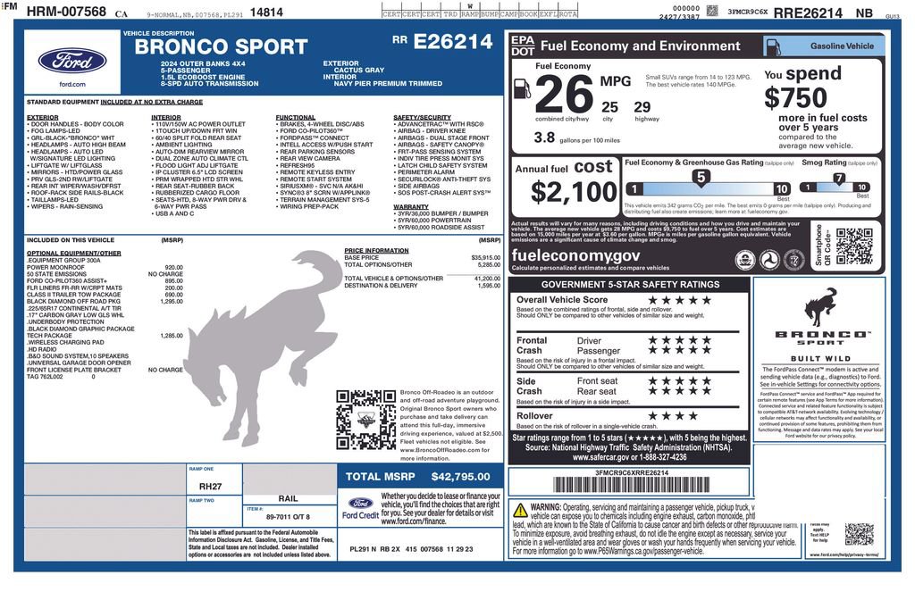 Certified 2024 Ford Bronco Sport Outer Banks w/ Tech Package image 3