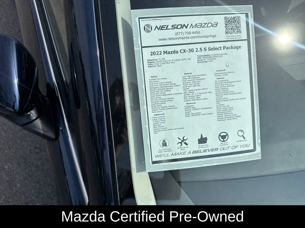 Certified 2022 MAZDA CX-30 AWD 2.5 S w/ Select Package image 78