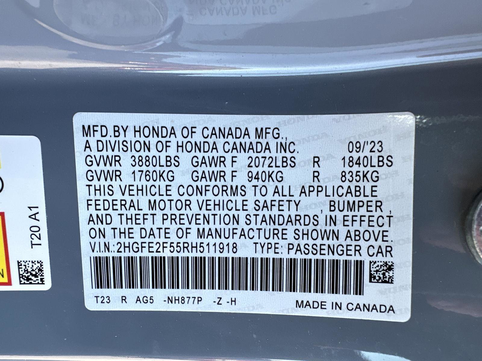 Certified 2024 Honda Civic Sport image 38