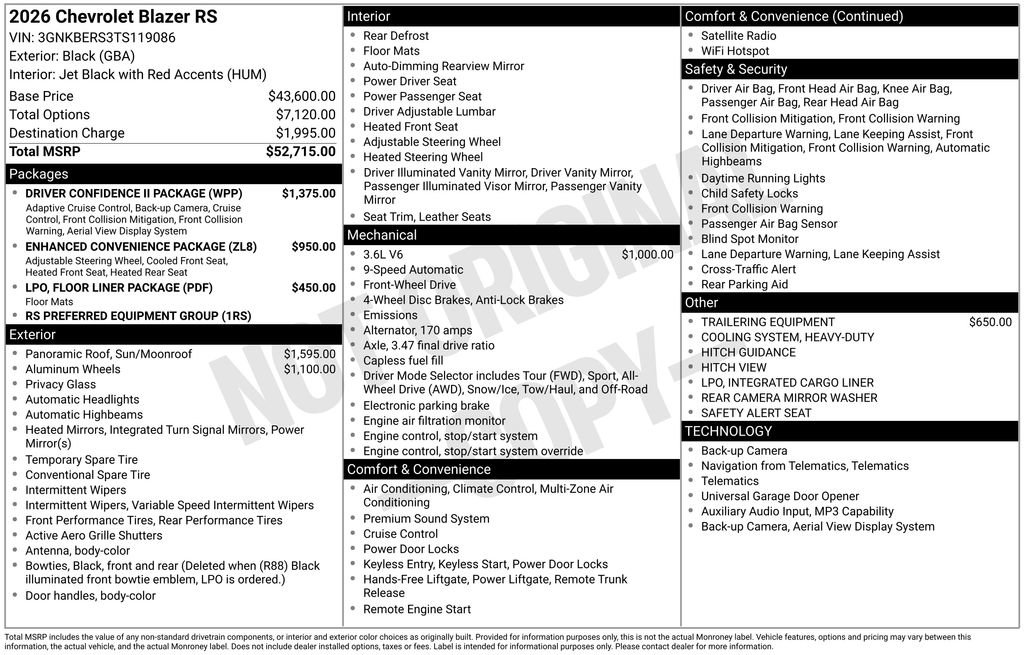 New 2026 Chevrolet Blazer RS w/ Driver Confidence II Package FWD image 4
