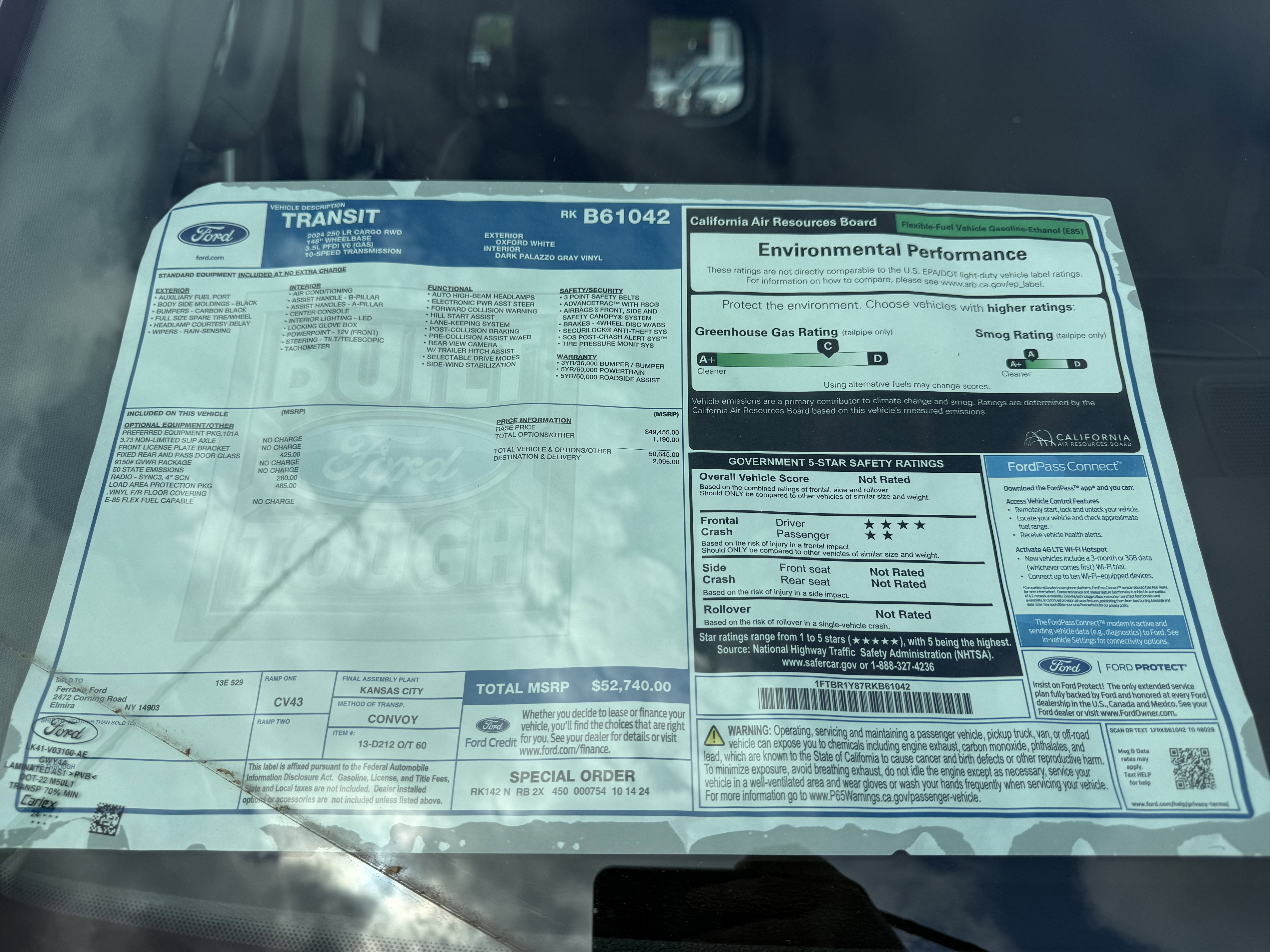 New 2024 Ford Transit 250 XL w/ Load Area Protection Package RWD image 11