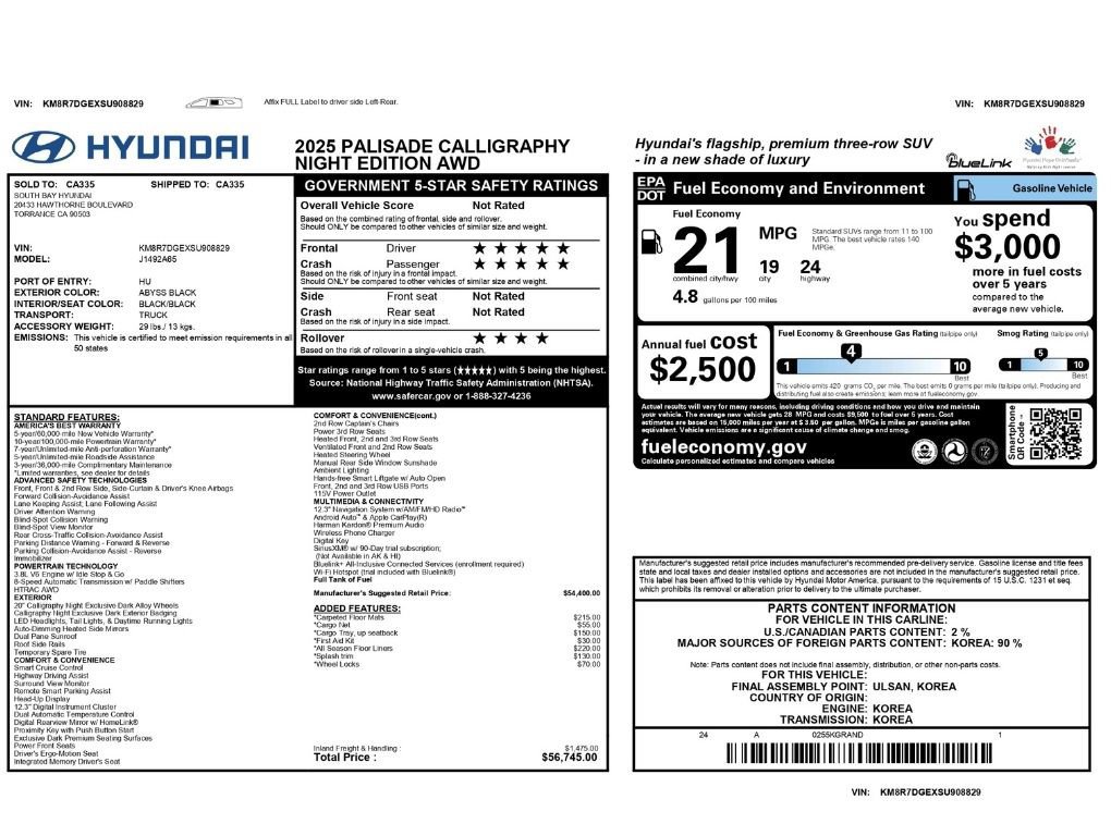 Used 2025 Hyundai Palisade Calligraphy AWD/4WD image 2