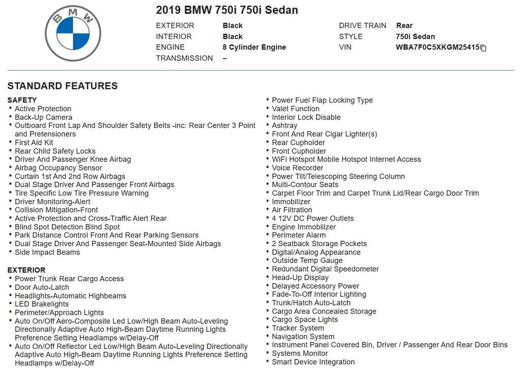 Used 2019 BMW 750i w/ Luxury Rear Seating Package image 18