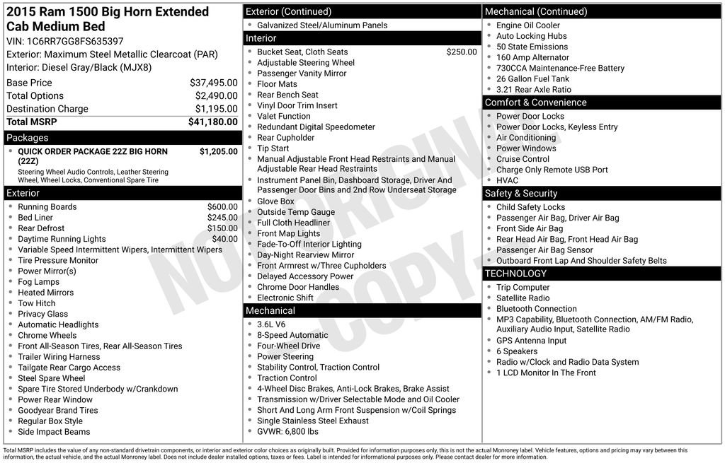 Used 2015 RAM 1500 Big Horn AWD/4WD image 5