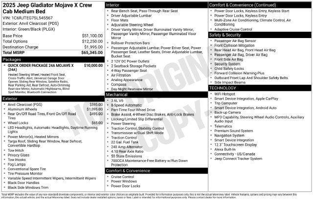 Used 2025 Jeep Gladiator Mojave AWD/4WD image 25