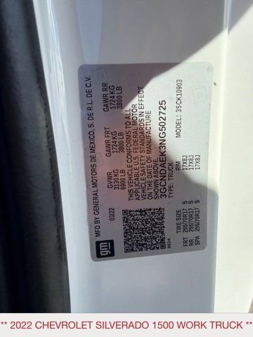 Used 2022 Chevrolet Silverado 1500 W/T w/ WT Convenience Package AWD/4WD image 16