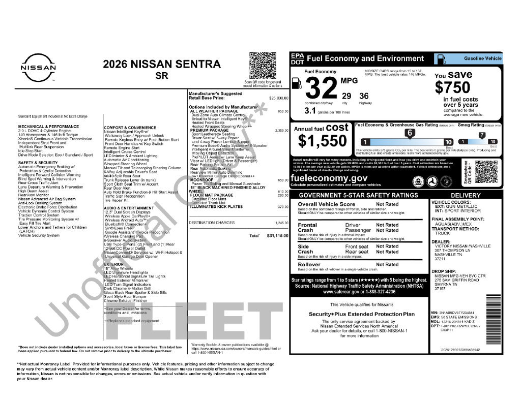 Certified 2026 Nissan Sentra SR w/ SR Premium Package FWD image 5
