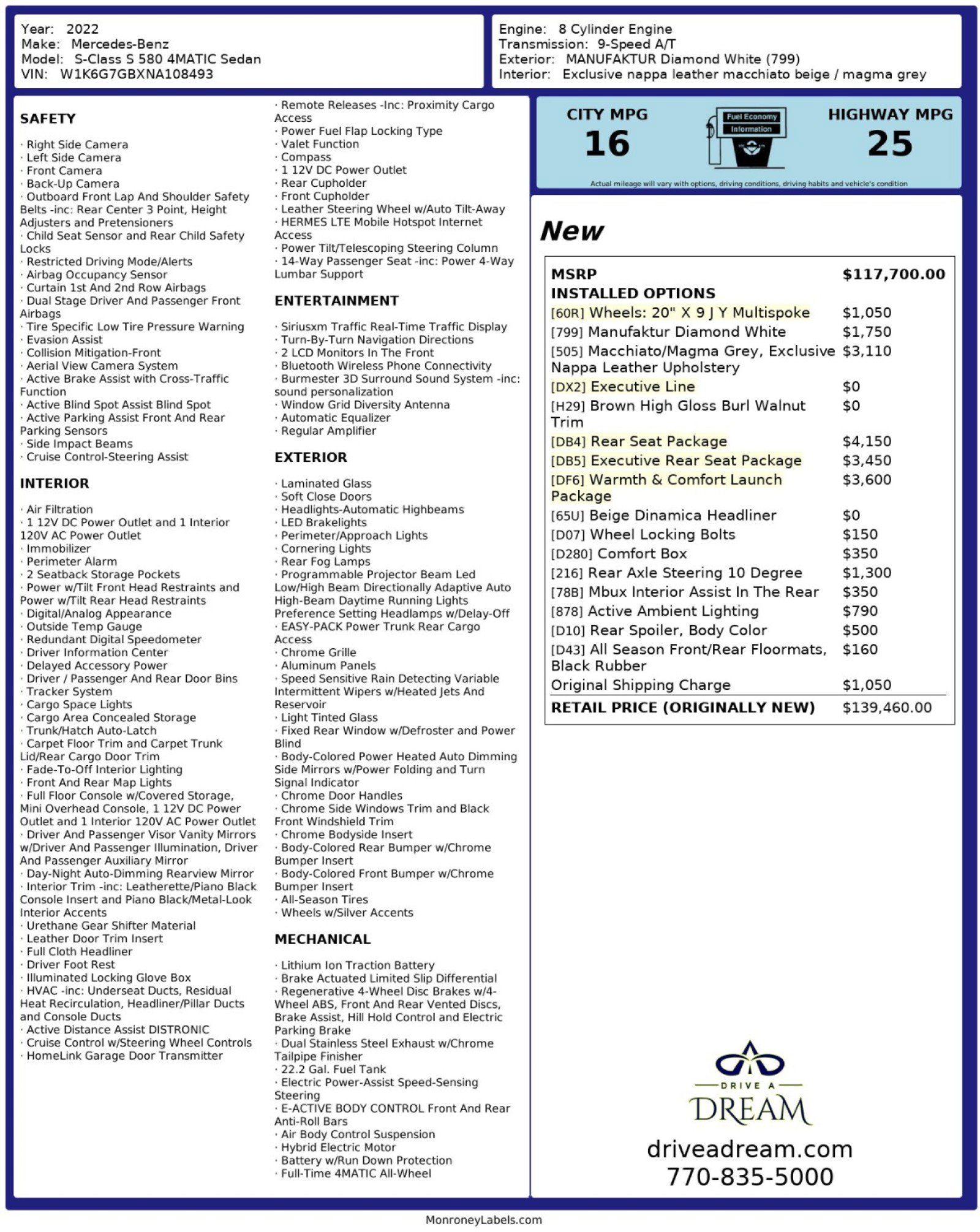 Used 2022 Mercedes-Benz S 580 4MATIC Sedan image 67