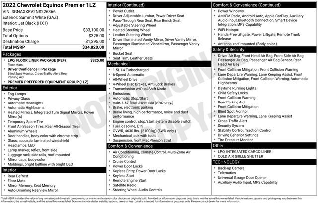 Certified 2022 Chevrolet Equinox Premier w/ LPO, Floor Liner Package image 29