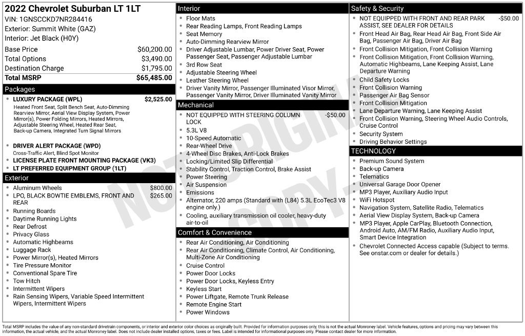 Used 2022 Chevrolet Suburban LT w/ Luxury Package RWD image 30