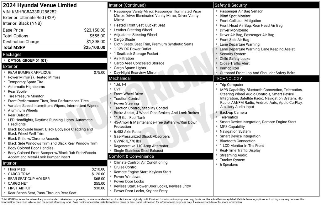 Certified 2024 Hyundai Venue Limited FWD image 16