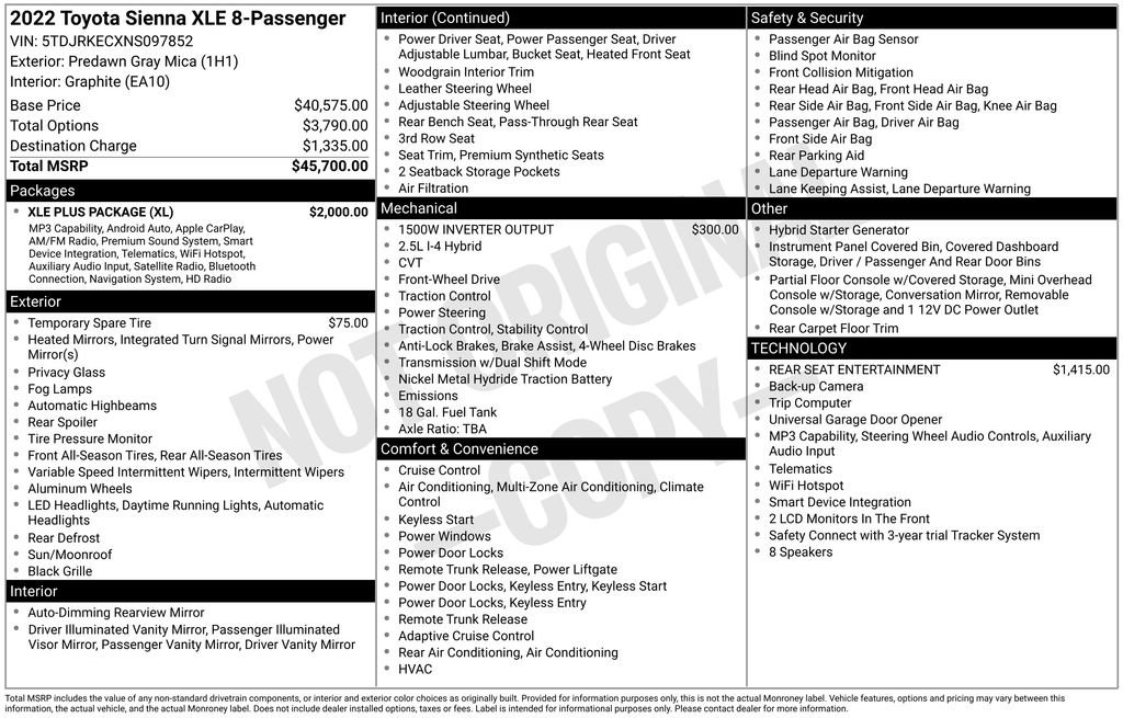 Used 2022 Toyota Sienna XLE w/ XLE Plus Package FWD image 11