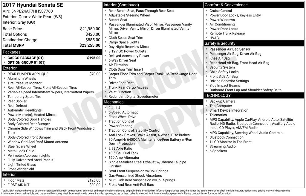 Used 2017 Hyundai Sonata SE w/ Cargo Package FWD image 21