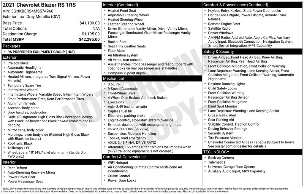 Used 2021 Chevrolet Blazer RS image 6