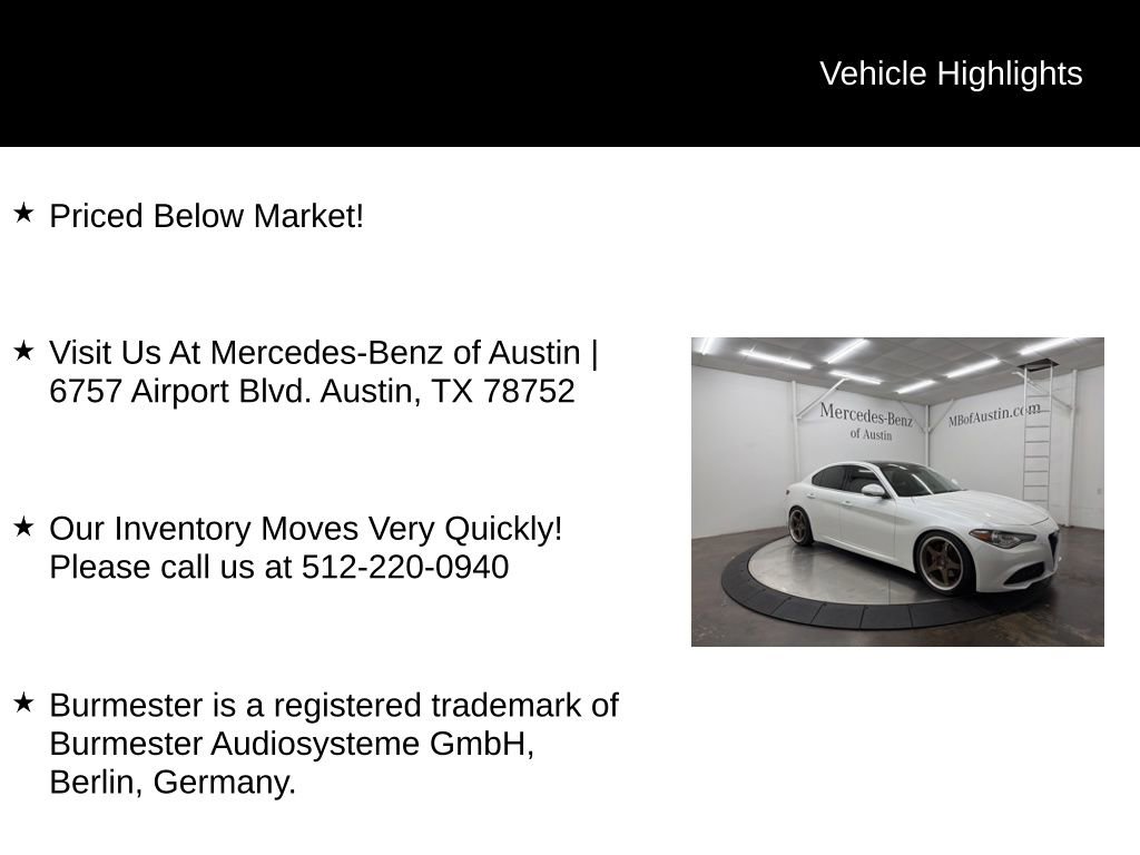 Used 2019 Alfa Romeo Giulia Ti w/ Quick Order Package 22Z Lusso image 6