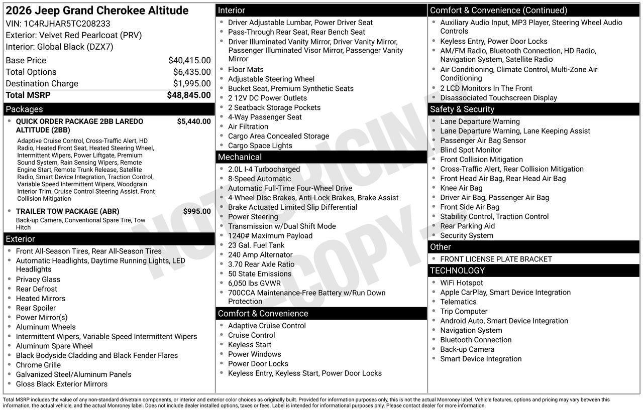New 2026 Jeep Grand Cherokee Altitude image 28